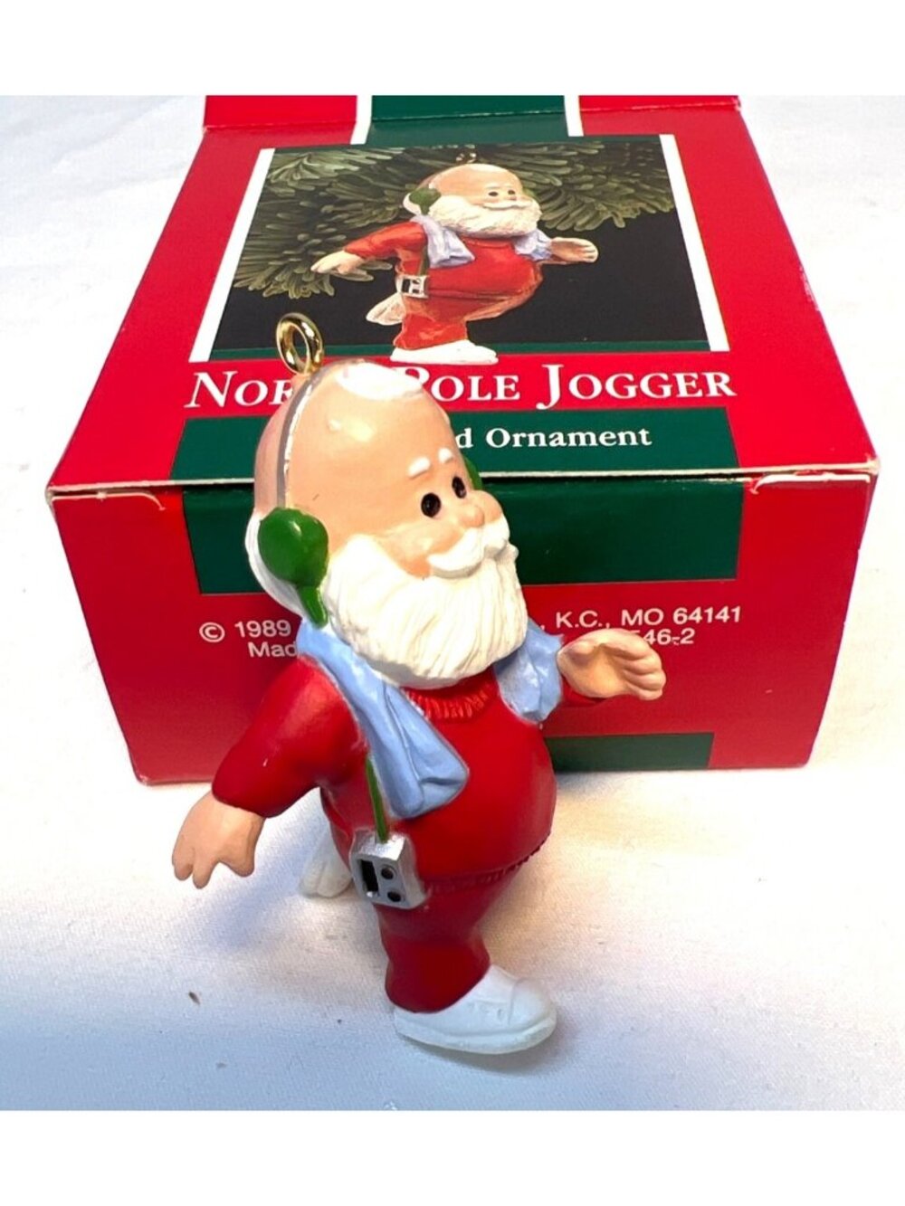 Hallmark North Pole Jogger Santa Claus Ornament 1989 Handcrafted Collectible Hol